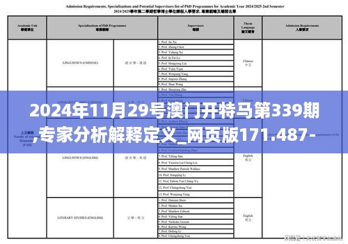 2024年11月29号澳门开特马第339期,专家分析解释定义_网页版171.487-8