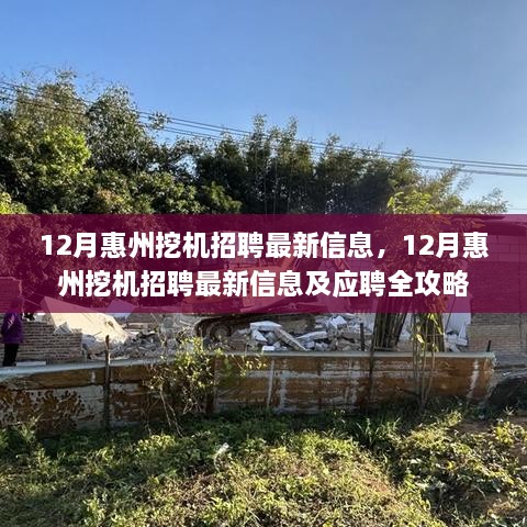 12月惠州挖机招聘最新信息及应聘全攻略