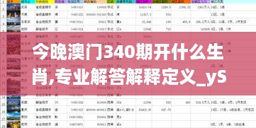 今晚澳门340期开什么生肖,专业解答解释定义_yShop91.558-5