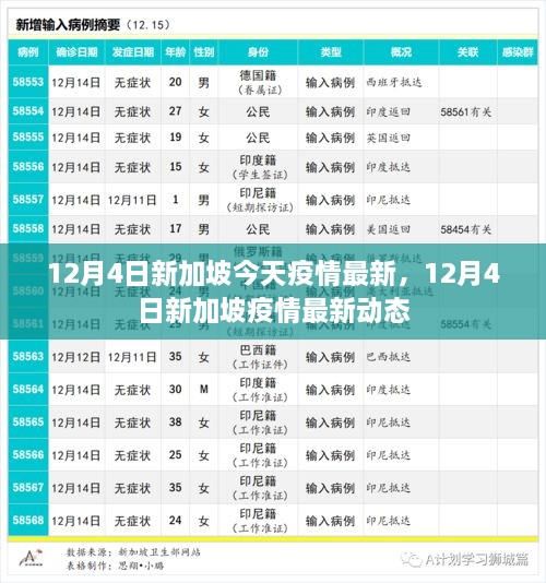 12月4日新加坡疫情最新动态