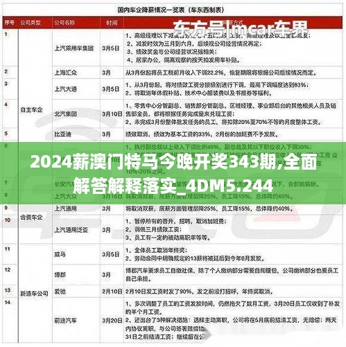 2024薪澳门特马今晚开奖343期,全面解答解释落实_4DM5.244