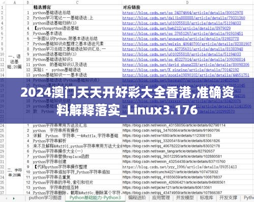 2024澳门天天开好彩大全香港,准确资料解释落实_Linux3.176