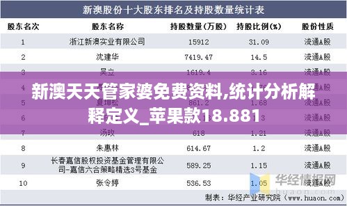 新澳天天管家婆免费资料,统计分析解释定义_苹果款18.881