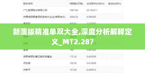 新澳版精准单双大全,深度分析解释定义_MT2.287