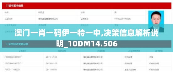 澳门一肖一码伊一特一中,决策信息解析说明_10DM14.506