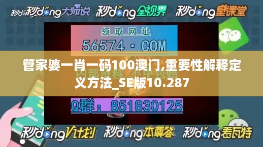 管家婆一肖一码100澳门,重要性解释定义方法_SE版10.287