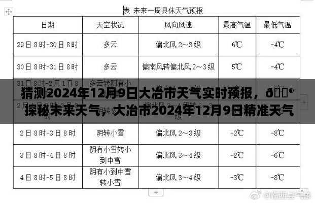 『科技引领未来生活，大冶市2024年12月9日精准天气预报探秘』