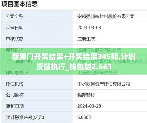 新澳门开奖结果+开奖结果345期,计划反馈执行_钱包版2.661