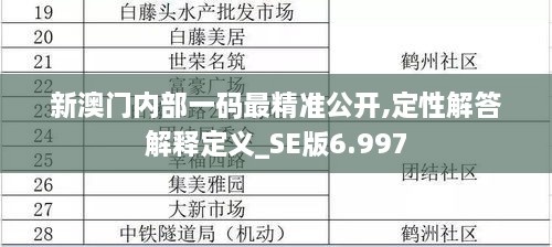 新澳门内部一码最精准公开,定性解答解释定义_SE版6.997