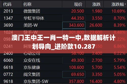澳门王中王一肖一特一中,数据解析计划导向_进阶款10.287