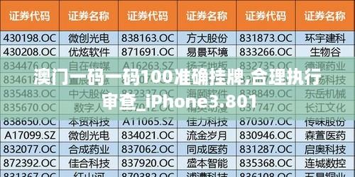 澳门一码一码100准确挂牌,合理执行审查_iPhone3.801