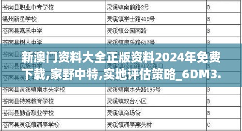 新澳门资料大全正版资料2024年免费下载,家野中特,实地评估策略_6DM3.460