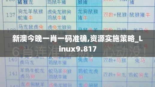 新澳今晚一肖一码准确,资源实施策略_Linux9.817