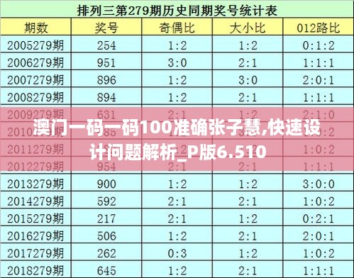 澳门一码一码100准确张子慧,快速设计问题解析_P版6.510