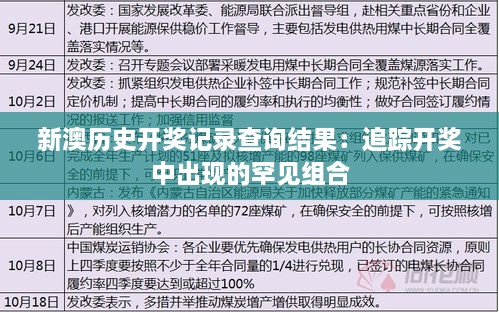 新澳历史开奖记录查询结果：追踪开奖中出现的罕见组合