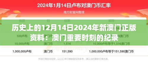 历史上的12月14日2024年新澳门正版资料：澳门重要时刻的纪录