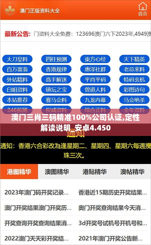 澳门三肖三码精准100%公司认证,定性解读说明_安卓4.450