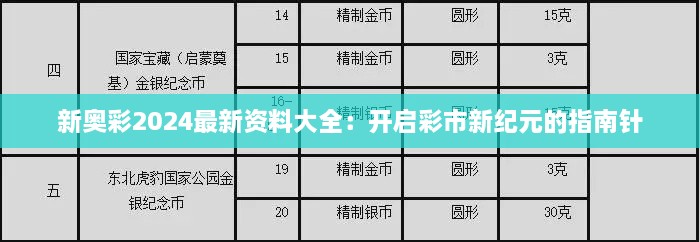 新奥彩2024最新资料大全：开启彩市新纪元的指南针