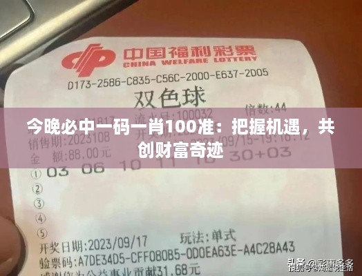 今晚必中一码一肖100准：把握机遇，共创财富奇迹