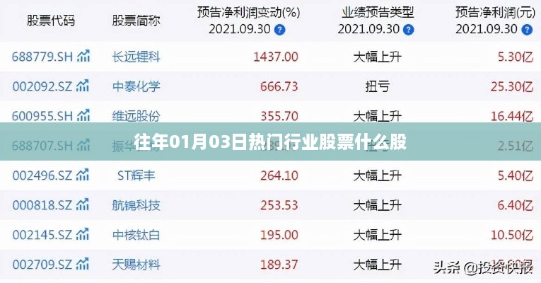 行业股票热门选择，历年一月初热门股票推荐