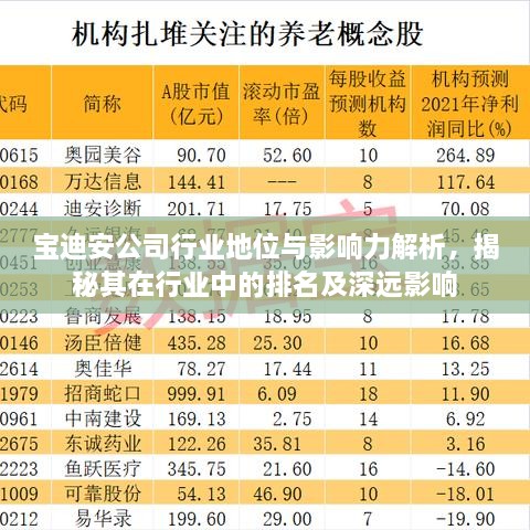 宝迪安公司行业地位与影响力解析，揭秘其在行业中的排名及深远影响